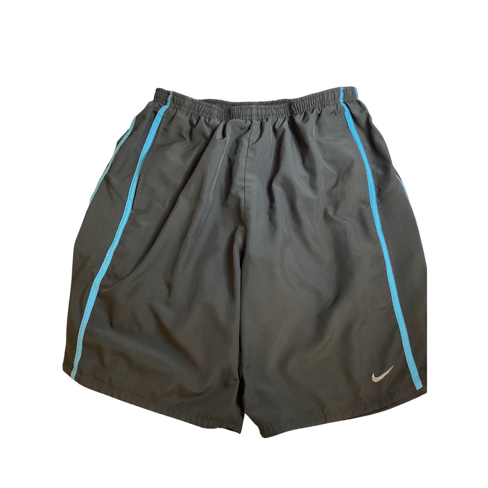 Nike Dri-FIT Mens Running Shorts Gray Blue Stripe L 404654-060‎